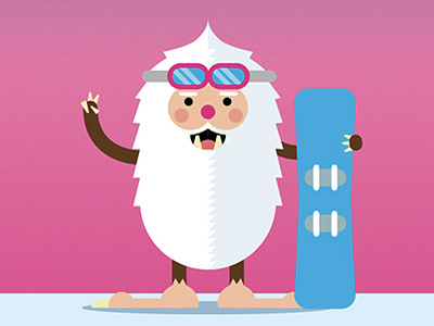 Yeti character characterdesign flatdesign graphicdesign illustration illustrator pink ski snowboarding