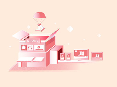 The Ad-Store ad adtech factory graphicdesgin house illustration pink store vector