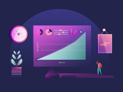 Reach & Frequency data design desktop gradient graphic illustration purple tech vector