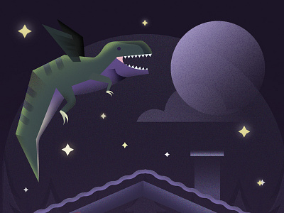 Dino to the Moon dinosaur dream flying illustration kids moon photoshop stars t rex