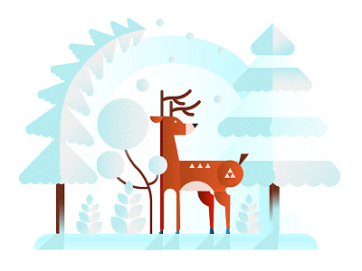 Winter Wonderland christmas deer flat forest holiday illustration illustrator snow tree vector winter wonderland