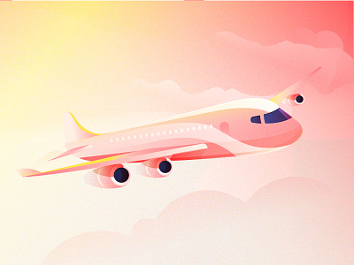 Red Aeroplane aeroplane clouds gradient illustrator orange pink playful sky takeoff vector
