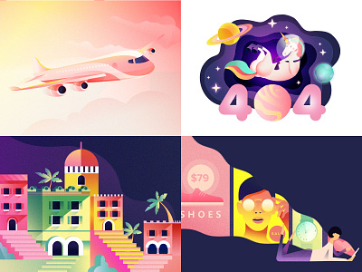 TOP 2018 2018 ad aeroplane buildings city illustration space tech top unicorn village