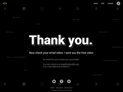 #dailyUI Thank You page black and withe challange dailui dailyui dailyui077 thank you thank you page transition typography uidesign