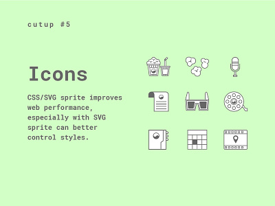 Cutup #5 Icons CSS/SVG sprite branding cover css css sprite graphic design hero image icon icons svg sprite typography ui