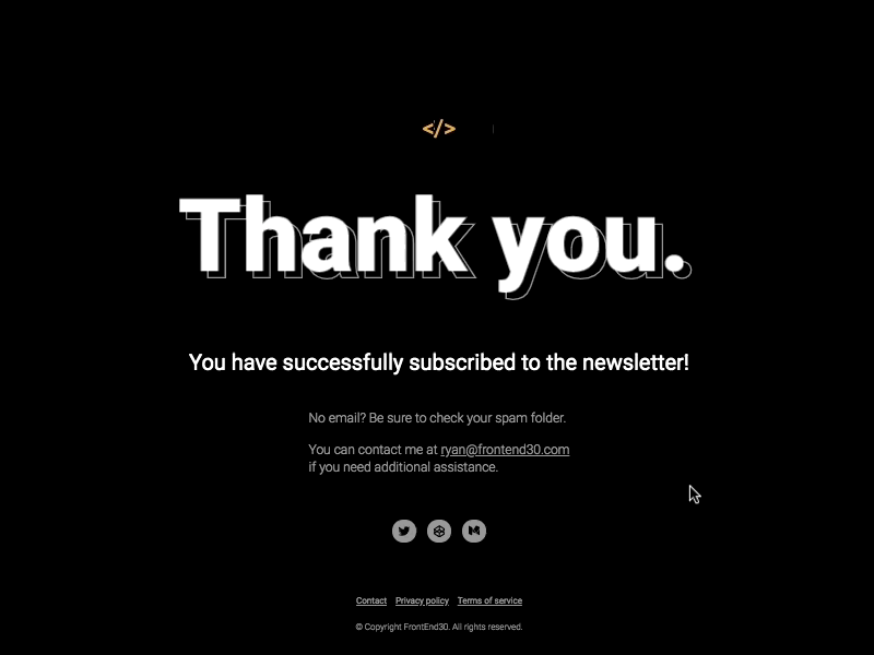 Subscription thank you page svg animation thank you animation thank you page ui ui design web design