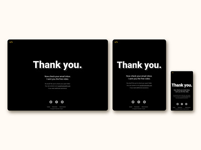 thank you page for FrontEnd30 website / UI design