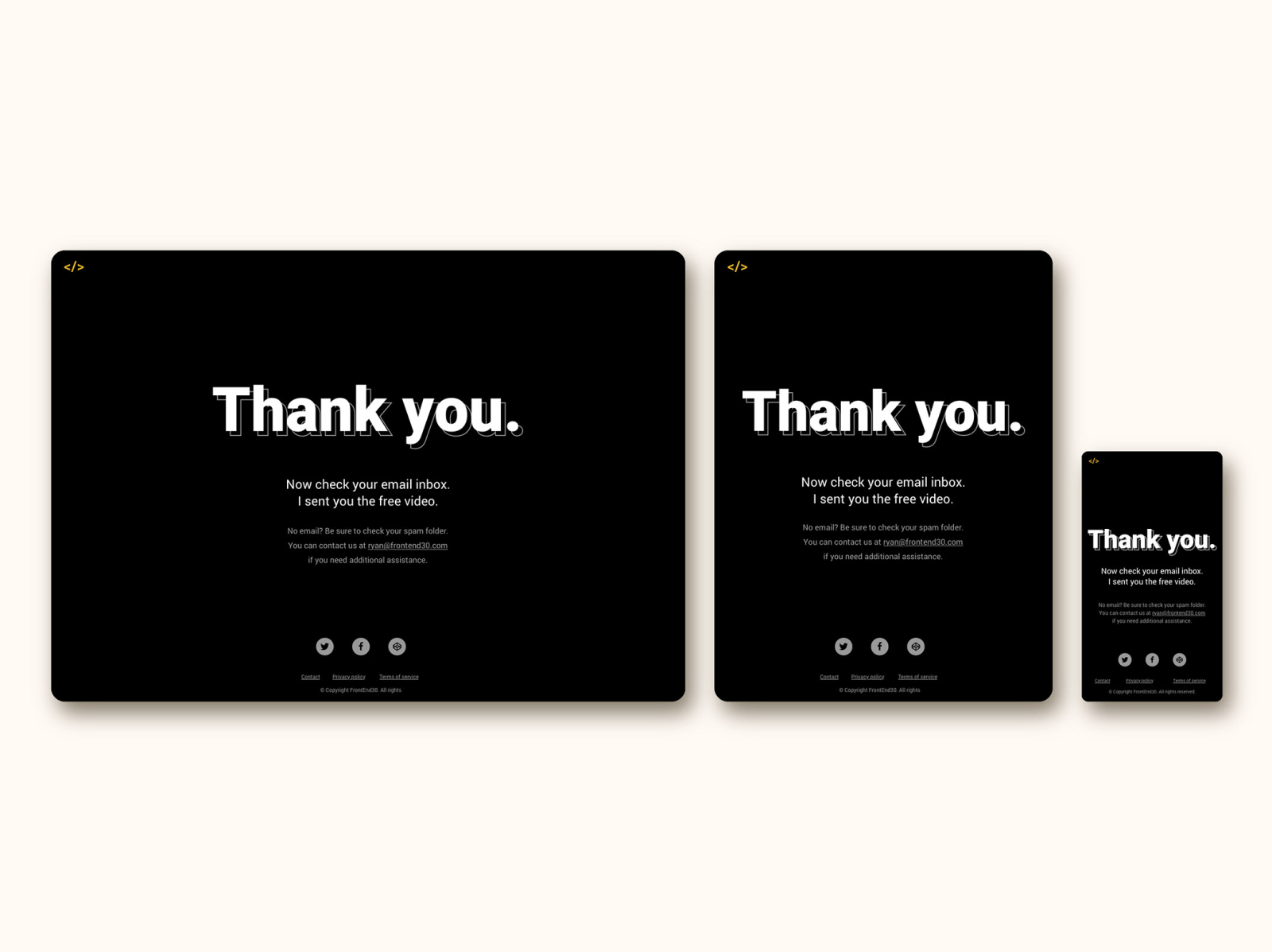 Thank You Page For Frontend Website Ui Design By Nana On Dribbble