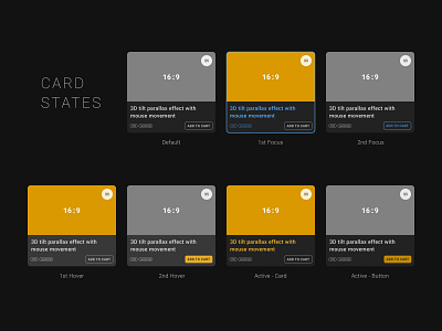 Card UI focused on different state style with accessibility accessibility active card card state card ui dark mode dark theme focus state ui ui component