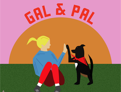 gal & pal best friends dog girl high five illustration illustrator