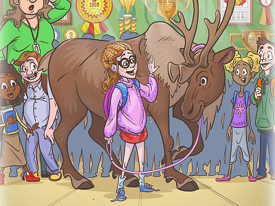 Storybook Illustration Detail - Felicia #4 awards caribou cintiq hallway high school illustration photoshop reindeer storybook students teacher trophy