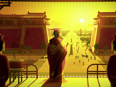 'Chinese Civilization' - Digital Painting from Documentary ancient ancient china china chinese culture concept art digital painting documentary emperor great wall heat history strong light vector yellow
