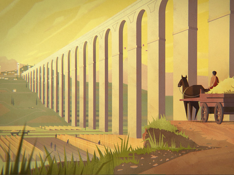 'Roman Agriculture' - Digital Painting from Documentary agriculture ancient history aqueduct concept art depth farm farming history illustration italy painting perspective roman roman empire rome sunset vector