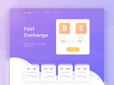 Landing page with gradients app character clean crypto dashboard design exchange ico icon illustration ui ux vector