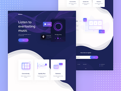Music service Landing page app character clean design dribbble icon illustration ui ux vector web