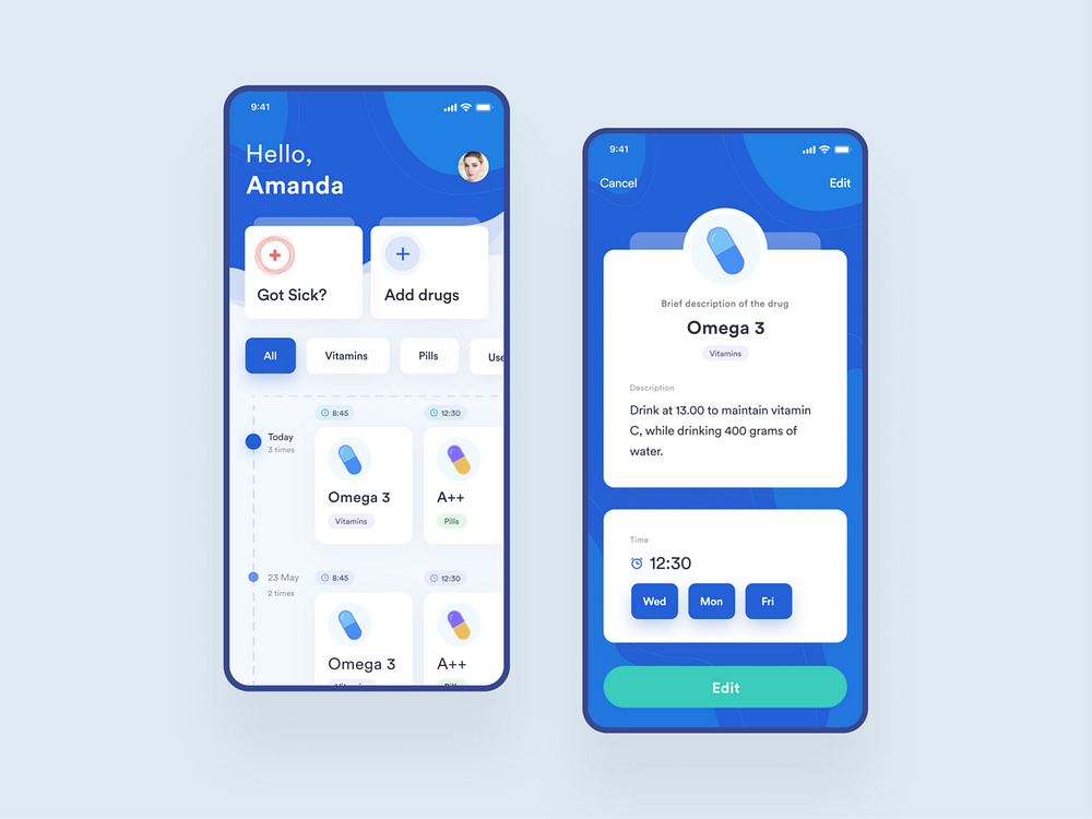 Pill Reminder | Add pills by Vadim on Dribbble