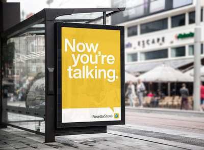 Now you're talking. branded color block design language learning poster rosetta stone type