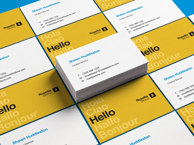 Branded Materials - Business Cards business card design cards helvetica rosetta stone type yellow