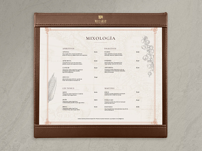 Mixology Menu - Macario Restaurant branding fine dining menu food brand graphic design menu design