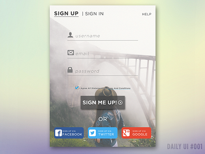 Sign Up - Daily UI challenge appdesign daily ui dailyui dailyui001 sign up signup ui ui design uichallenge userinterface ux webdesign