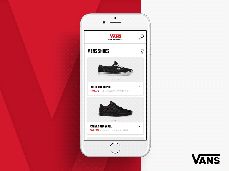 Vans digital design interaction design shoes ui ux vans visual design