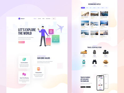 TRAVELRY - Travel Booking Landing Page agency website booking booking system branding bus booking design flight booking holiday hotel booking illustration landingpage product travel travel agency traveling ui ux vacation