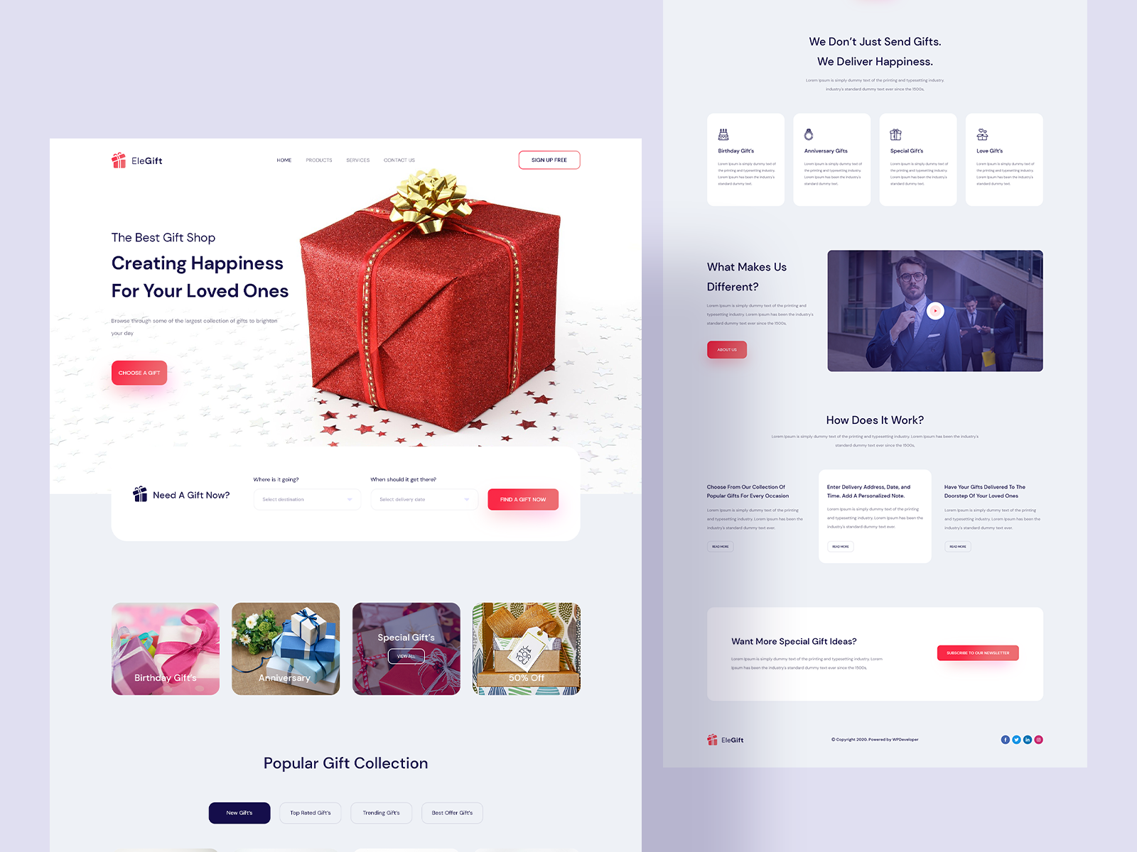 EleGift Website Template by SabbirMc for WPDeveloper on Dribbble