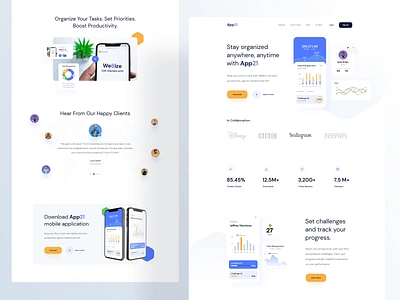 App21 - Mobile App Website Template agency website app landing app landing page app screen design grap illustration landingpage mobile app mobile app landing page product product landing saas saas landing page statistic ui ux