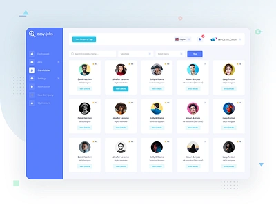 Easy.Jobs | Easiest Talent Recruitment Suite - Candidates admin template app candidate dashboard design hiring job product saas ui ux web web app web application web design