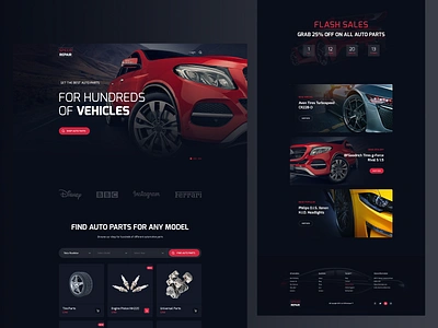 Speed Repair - Auto Parts Shop Website automobile automobile parts car car repair car shop car wash design ecommerce garage landingpage parts shop product repair service ui ux