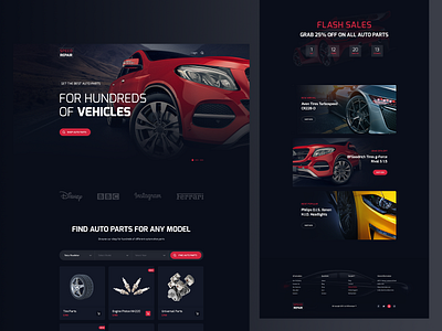 Speed Repair - Auto Parts Shop Website automobile automobile parts car car repair car shop car wash design ecommerce garage landingpage parts shop product repair service ui ux