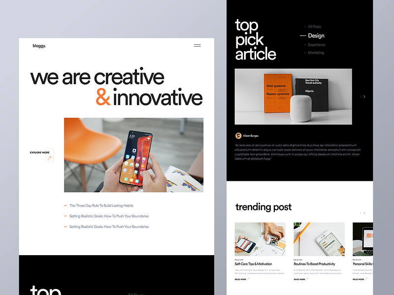 website design idea #288: Bloggy - Blog Website