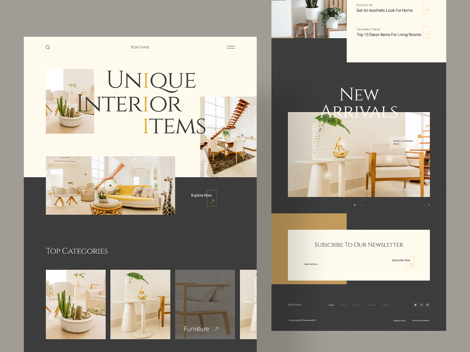 Renovate - Home Décor Website by Sabbir @Resimpl for Startise on Dribbble