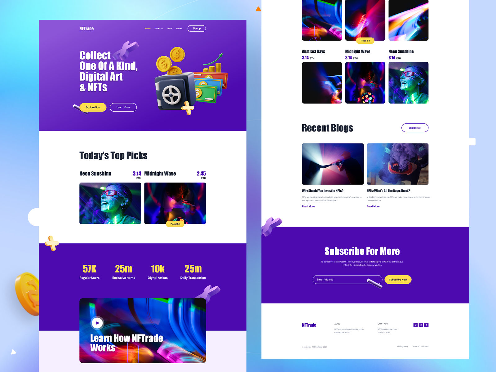NFTrade - NFT Marketplace Website Template by SabbirMc for WPDeveloper on  Dribbble