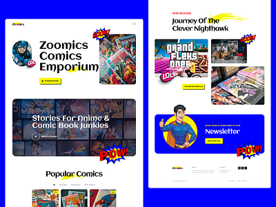 Zoomics - Comics And Anime Website 3d agency website animation anime anime website branding comic comics design games illustration landingpage logo manga manga website product ui vector