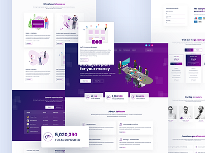 Investment Website Template agency website bitcoin crypto currency digital marketing illustration investment landingpage payment product