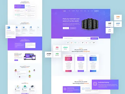 Web/Domain Hosting Website Homepage branding digital marketing domain domain hosting hosting hosting landingpage hosting website illustration investment landingpage marketing payment web hosting