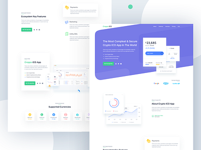 Croppx.ICO - Crypto ICO App Landing Page animation bitcoin branding crypto currency illustration investment isomatric landingpage payment product