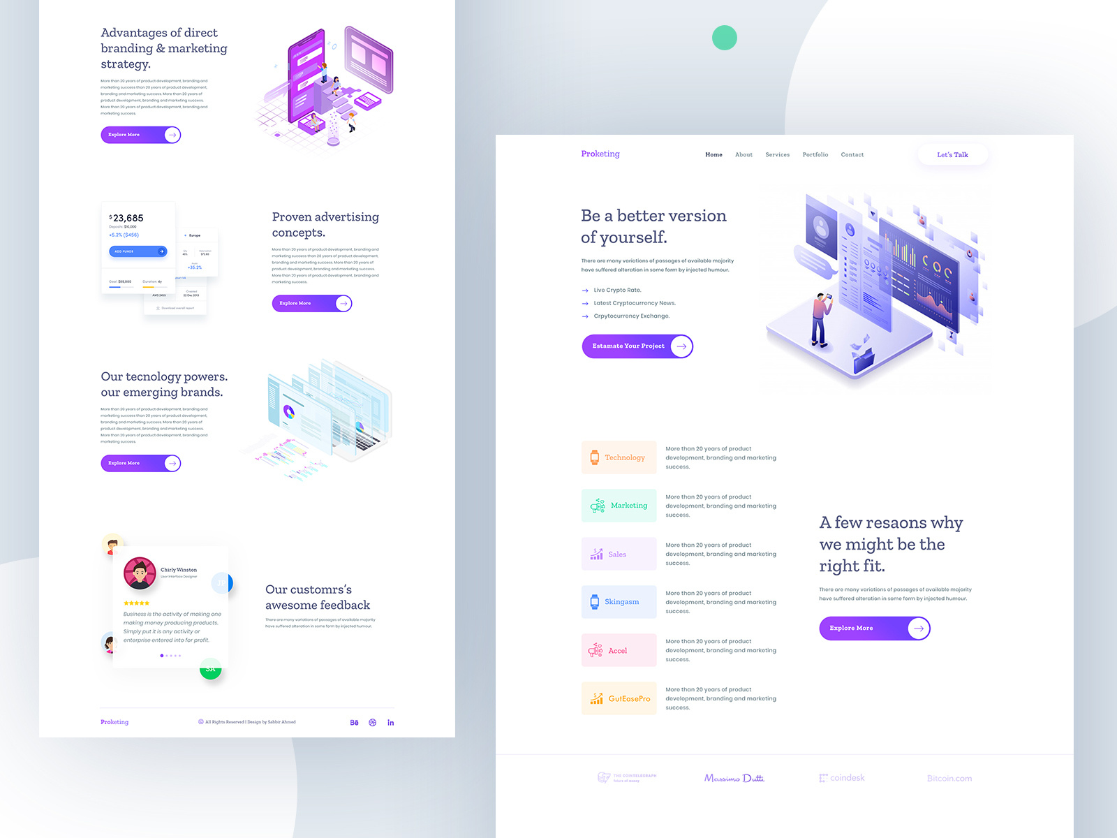 Proketing - Marketing Agency Landingpage by sabbirmc on Dribbble