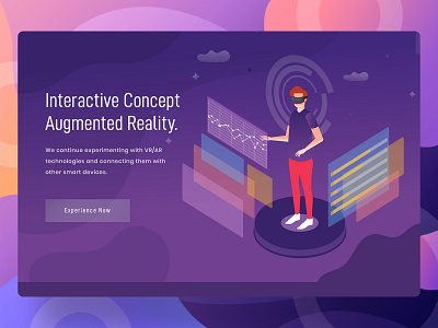 Augmented Reality - AR/VR Header Concept 3d animation ar augmentedreality design flat header illustration interection isomatric landingpage motion product prototype typography ux vector vector art vr vurtial reality