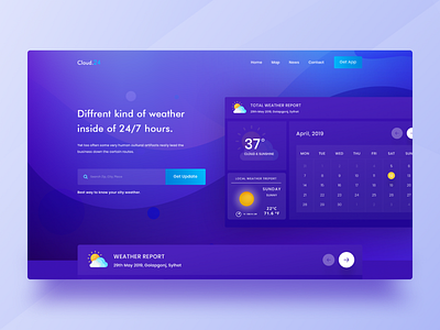 Weather Forecast Landing Page Concept agency website crypto currency design digital marketing illustration landingpage news product report typography vector weather weather forecast