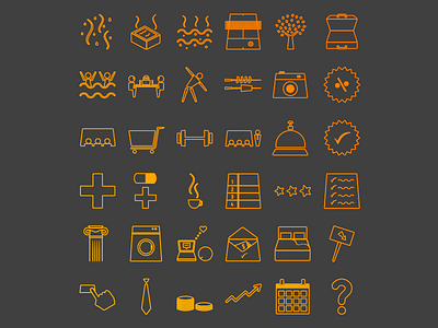 Icons | Hospitality and tourism accomodation activities business draw drawing icons illustration leisure pictograms vector