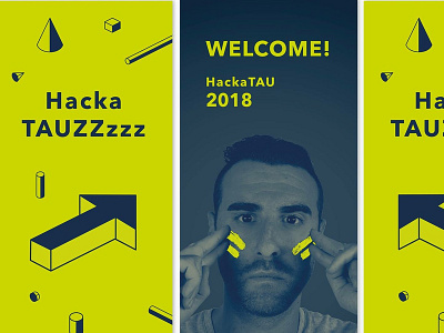 HackaTAU branding design event hello. illustration logo typography