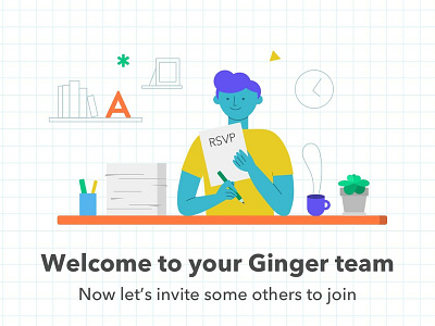 Ginger onboarding email app branding design hello. illustration typography vector