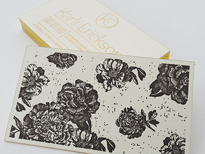 Karli Business Cards business cards flowers foil foiled edges gold letterpress