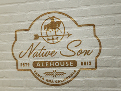 NSA alehouse beer brick california logo mock native paint son