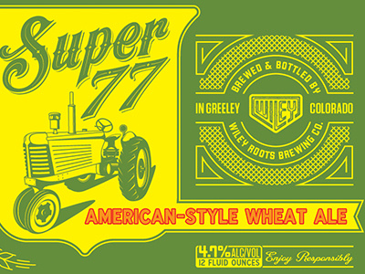Super 77 ale beer label oliver tractor wiley