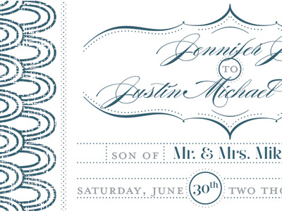 J & J design fancy formal wedding invite