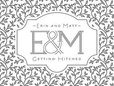 E&M custom type invite monogram type wedding