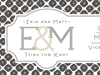 E & M Update custom gold foil patterns rope save the date type wedding